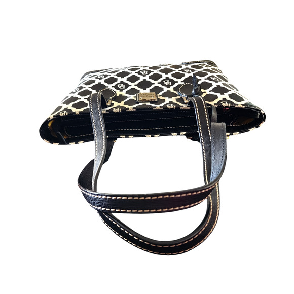 DOONEY & BOURKE Geometric Women’s Handbag, coated canvas & Leather black & white - Picture 7 of 9